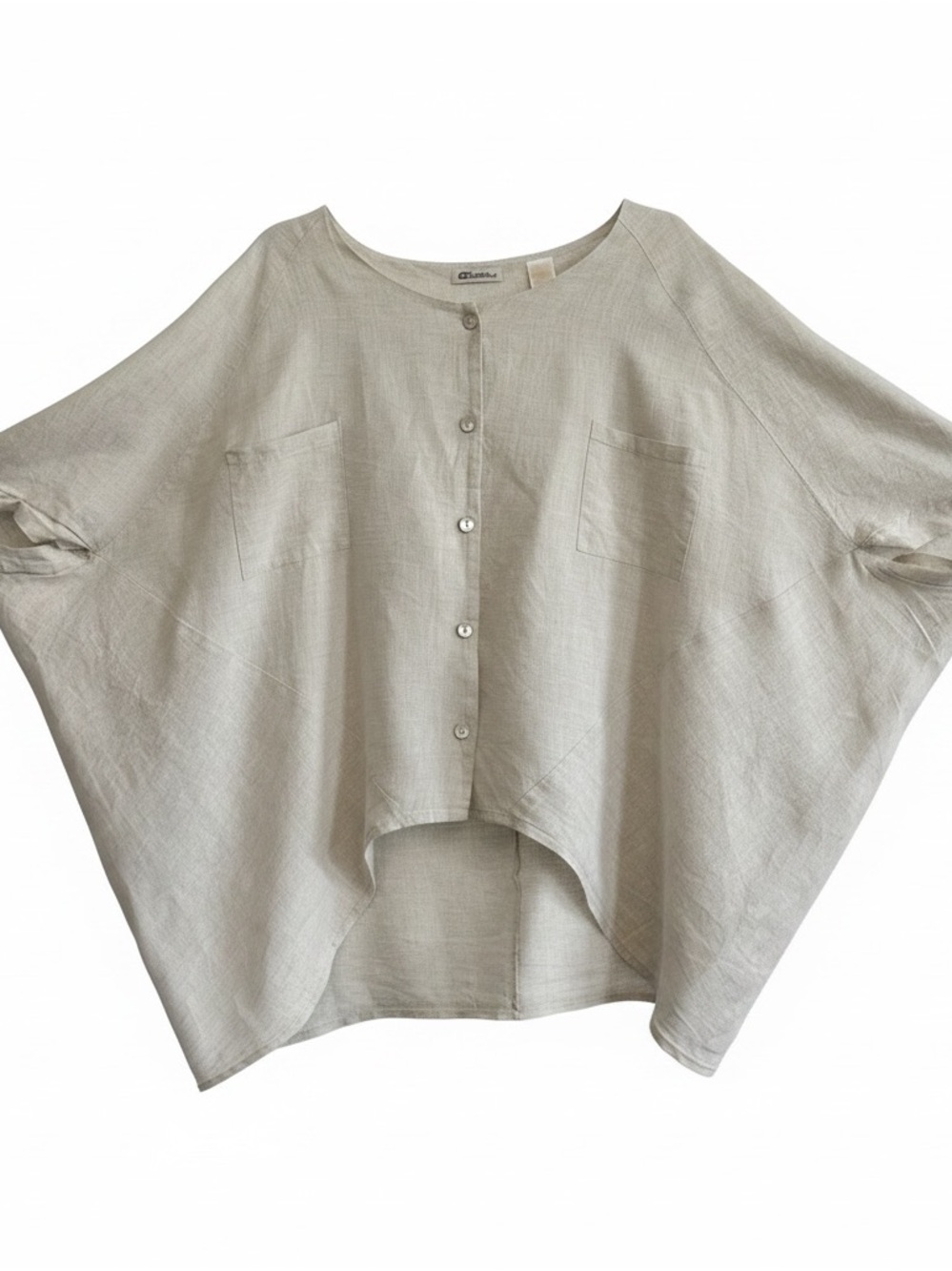 Light Cream Oversized Button-Front 100% Linen Top oversized lagenlook boho